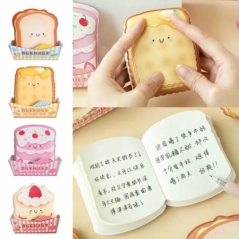 Cartoon Toast Squeeze Toy Notebook – Mini PU Memo Pad Novelty Mini Notepad HIP