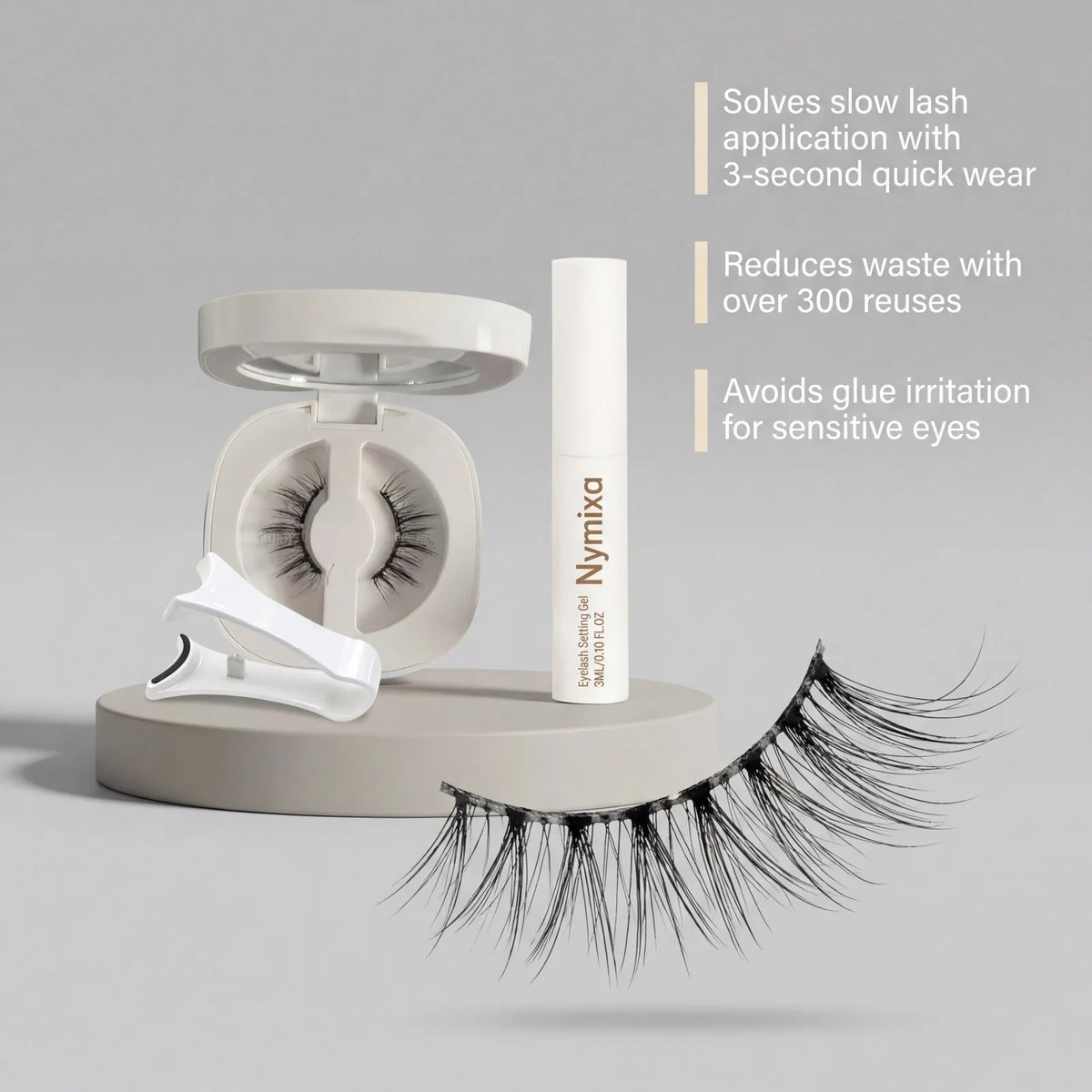 Nymixa Magnetic Eyelashes Kit Wispy Natural 3D Faux Mink Lashes No Glue Reusable Soft Half Lashes with Magnetic Eyeliner Tweezer HIP