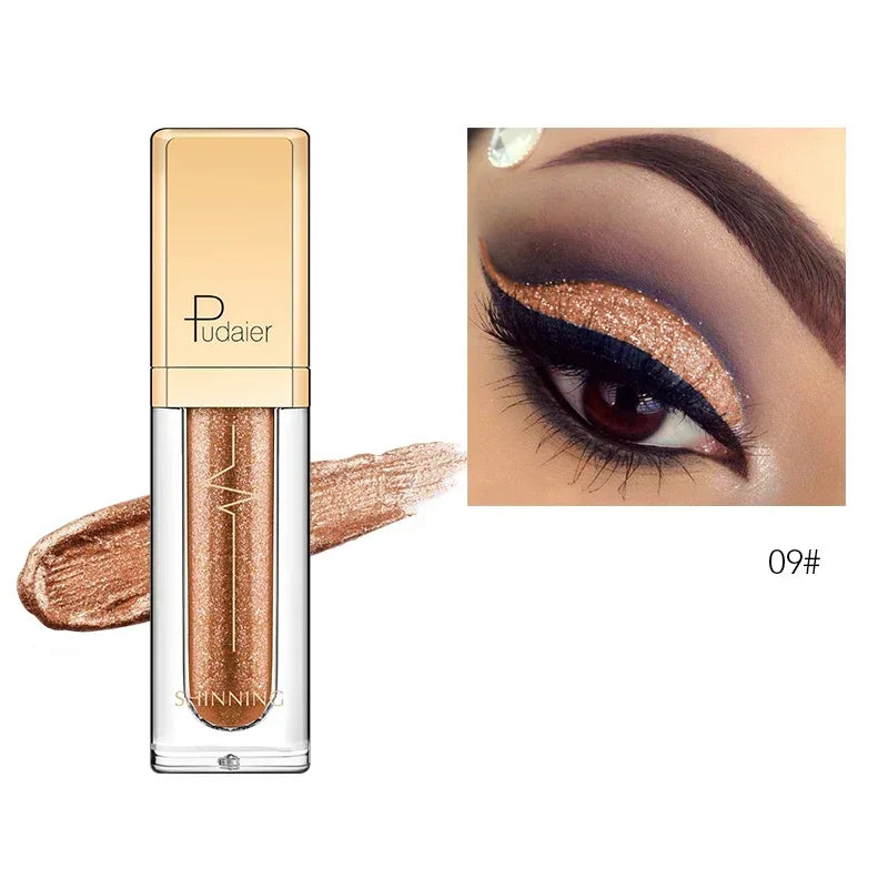 New Make Up Liquid Eyeshadow Waterproof Glitter Pigments Purple Gold Metalic Women Beauty Gel Eye Shadow Cream 18 Colors Makeup HIP 09