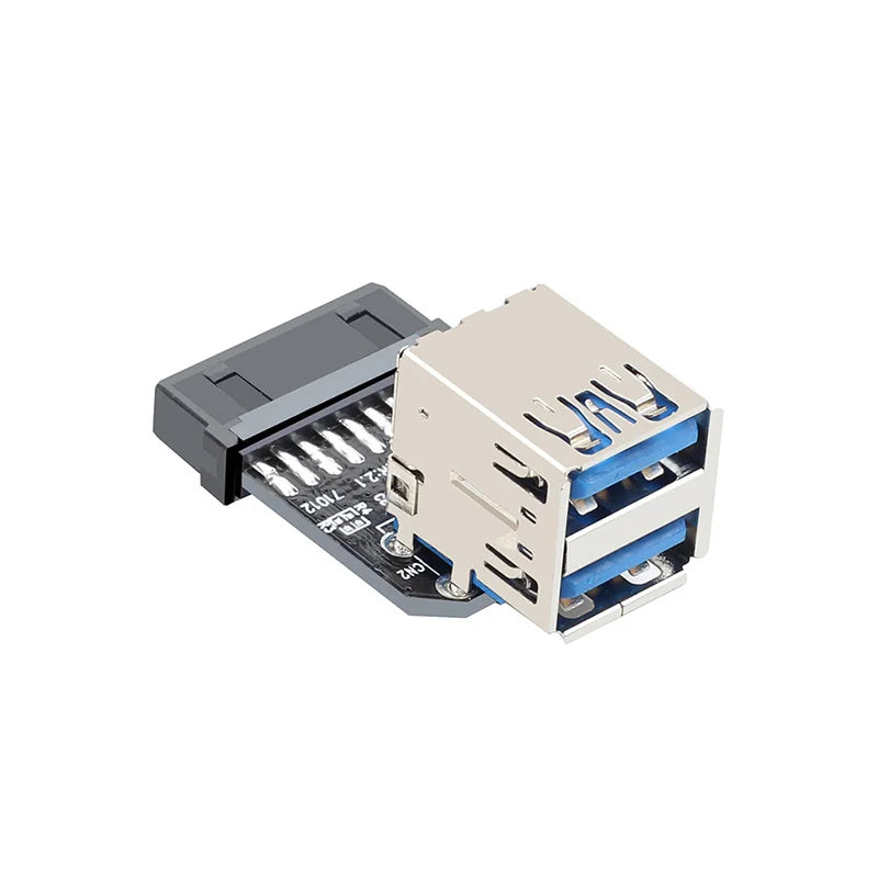 19-Pin 20-Pin to Dual USB-A Female Adapter – USB 3.0/3.1 USB Header Adapter HIP B