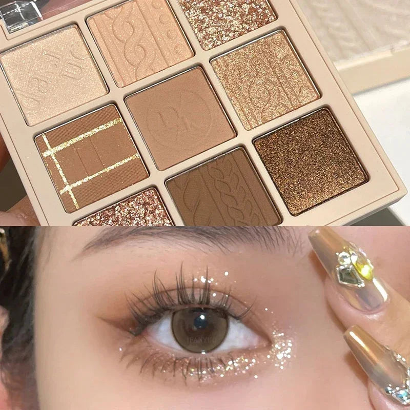 Knitted Pattern Eyeshadow Palette Glitter Matte Pink Pearlescent Shimmer Shinny Pigment Diamond Eyeshadow Korean Cosmetic Makeup HIP