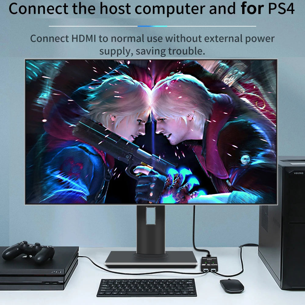 4K HDMI Splitter 2-Port Bidirectional Switch – 1 In 2 Out HDMI Splitter Switch HIP