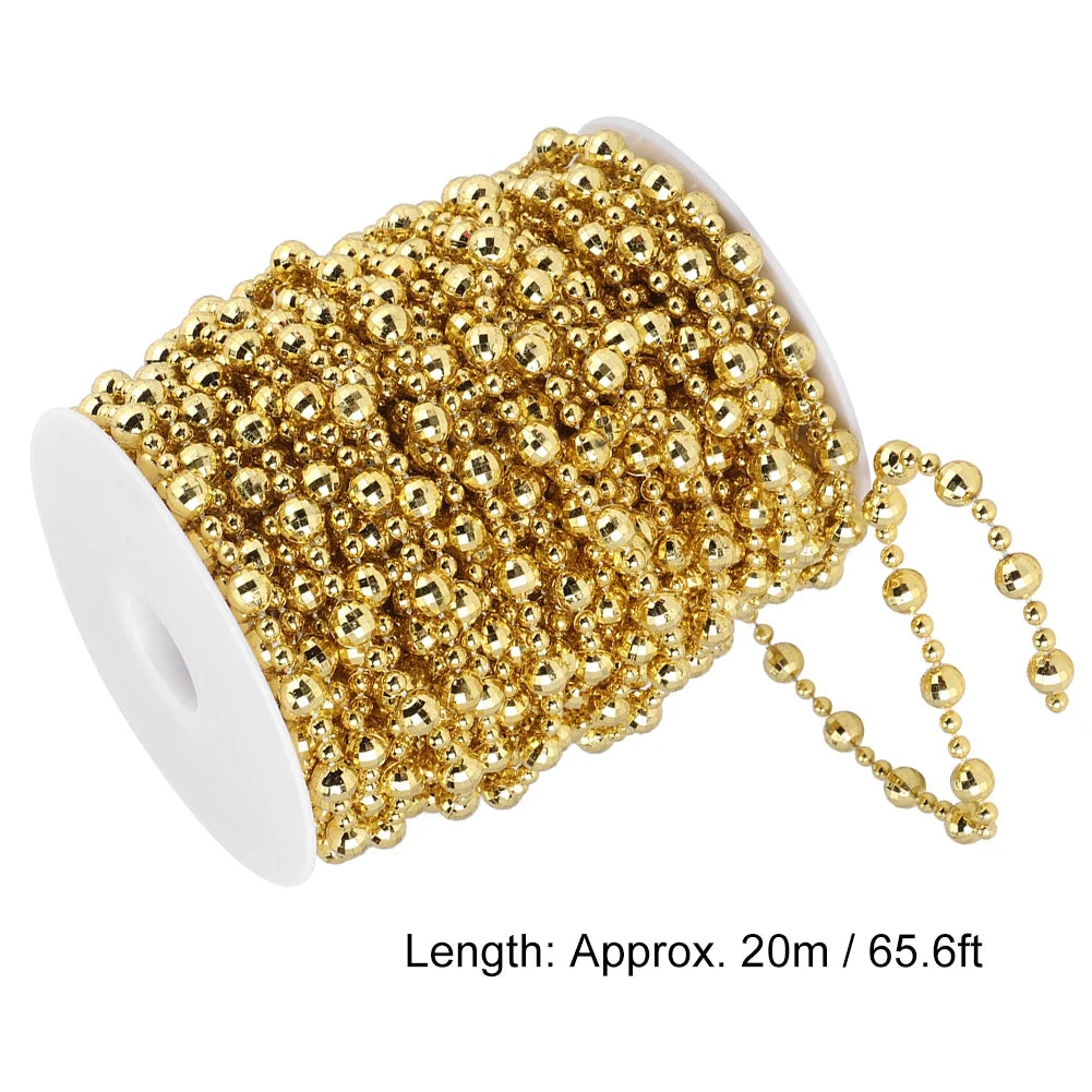 20m Artificial Faux Pearl Bead String for Christmas Tree Wedding Curtain DIY Decoration DIY Decoration Accessory Faux Pearl Bead HIP