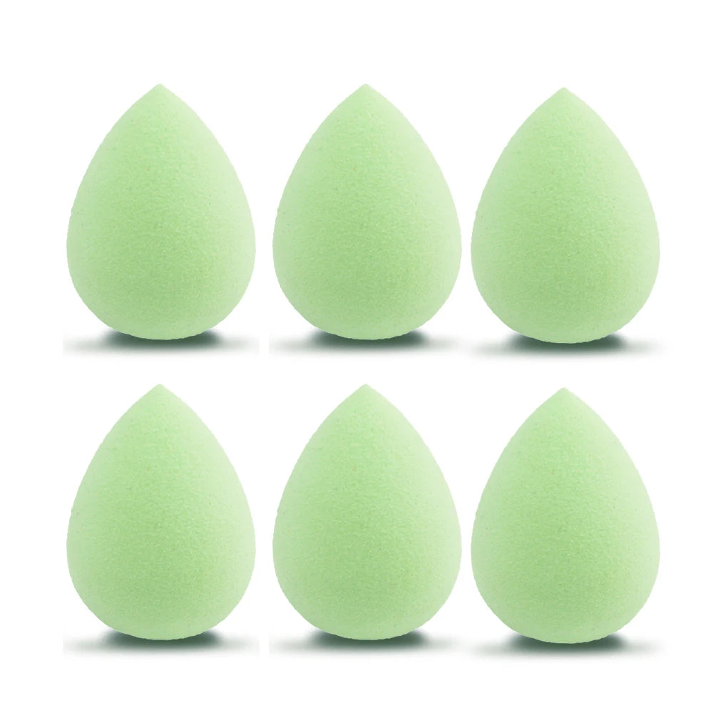 6pcs Mini Makeup Sponge Puff Beauty Powder Sponge for Makeup Concealer Liquid Foundation Face Cosmetic Puff Make Up Sponge HIP Green No Bag