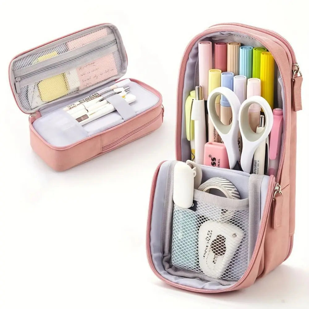 Foldable Canvas Pencil Case – Large Double-Layer Pencil Pouch Canvas Pencil Case HIP