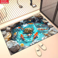 Koi Fish & Turtle Anti-Slip Machine Washable Rug | Indoor & Outdoor Decorative Floor Mat HIP 1 40x60cm-Felt