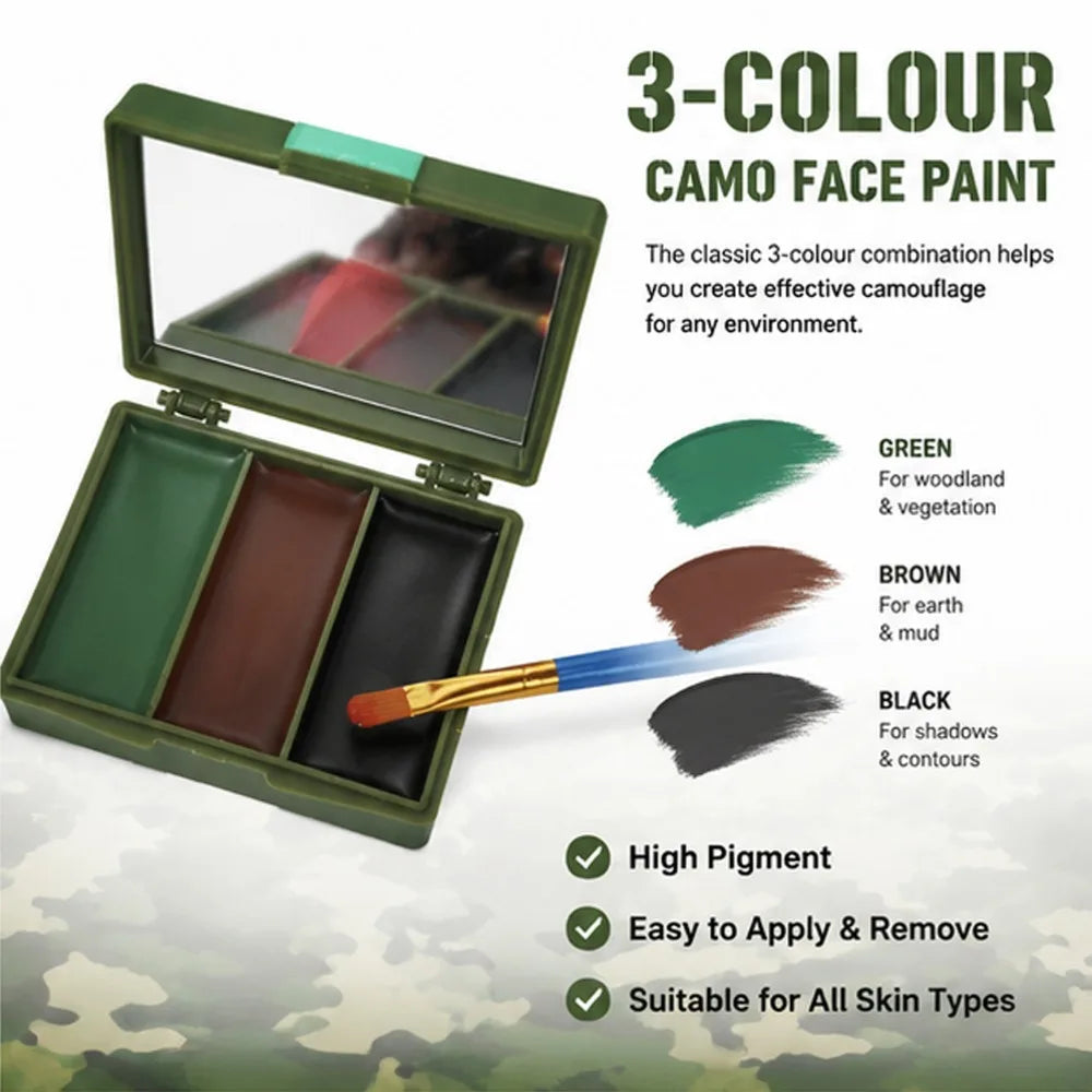 Three-Color Camouflage Face Painting Kit - Tactical Outdoor Cs Field Equipment Realistic Camouflage Makeup Oil Disguise Blending HIP