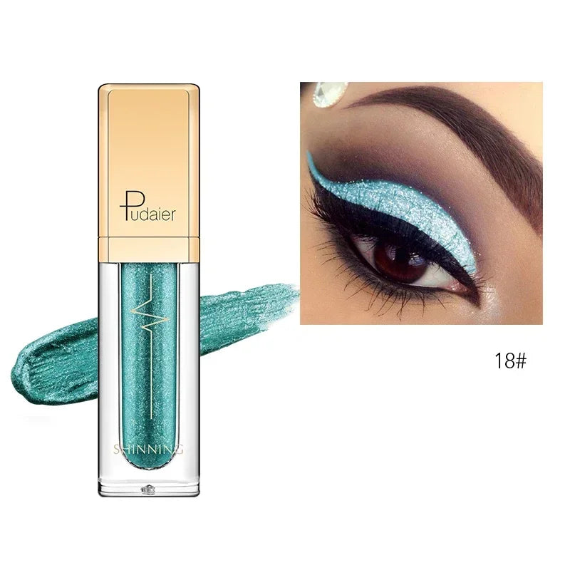 New Make Up Liquid Eyeshadow Waterproof Glitter Pigments Purple Gold Metalic Women Beauty Gel Eye Shadow Cream 18 Colors Makeup HIP 18
