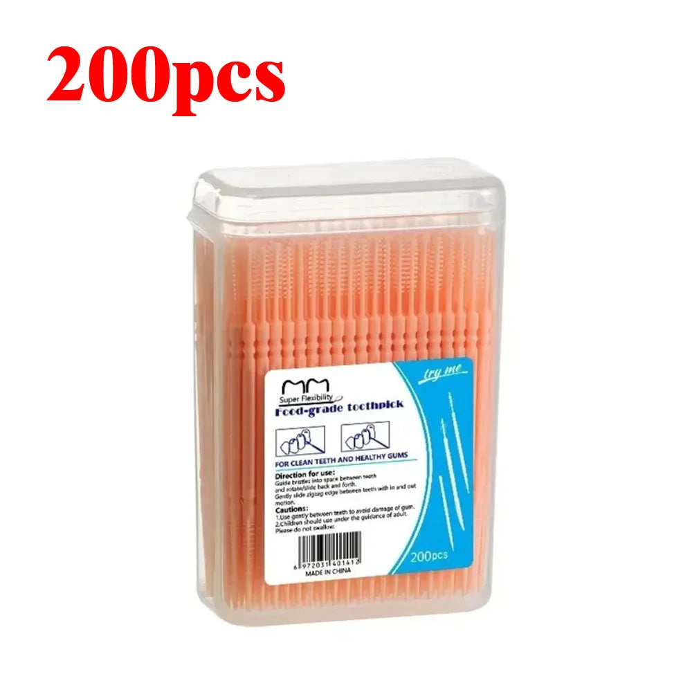 RUZOFO Double-Headed Interdental Toothpicks 120/200 PCS Box Interdental Toothpick HIP C685-Orange 200pcs