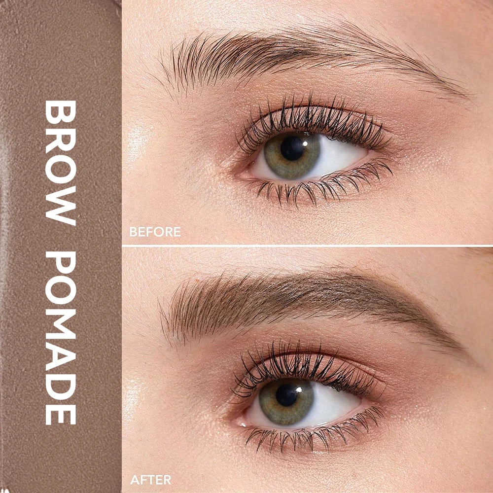 Lakerain Brow Pomade with Dual-Ended Brush Long-Lasting Waterproof Sweatproof Natural Smooth Eyebrow Brow Pencil Makeup HIP