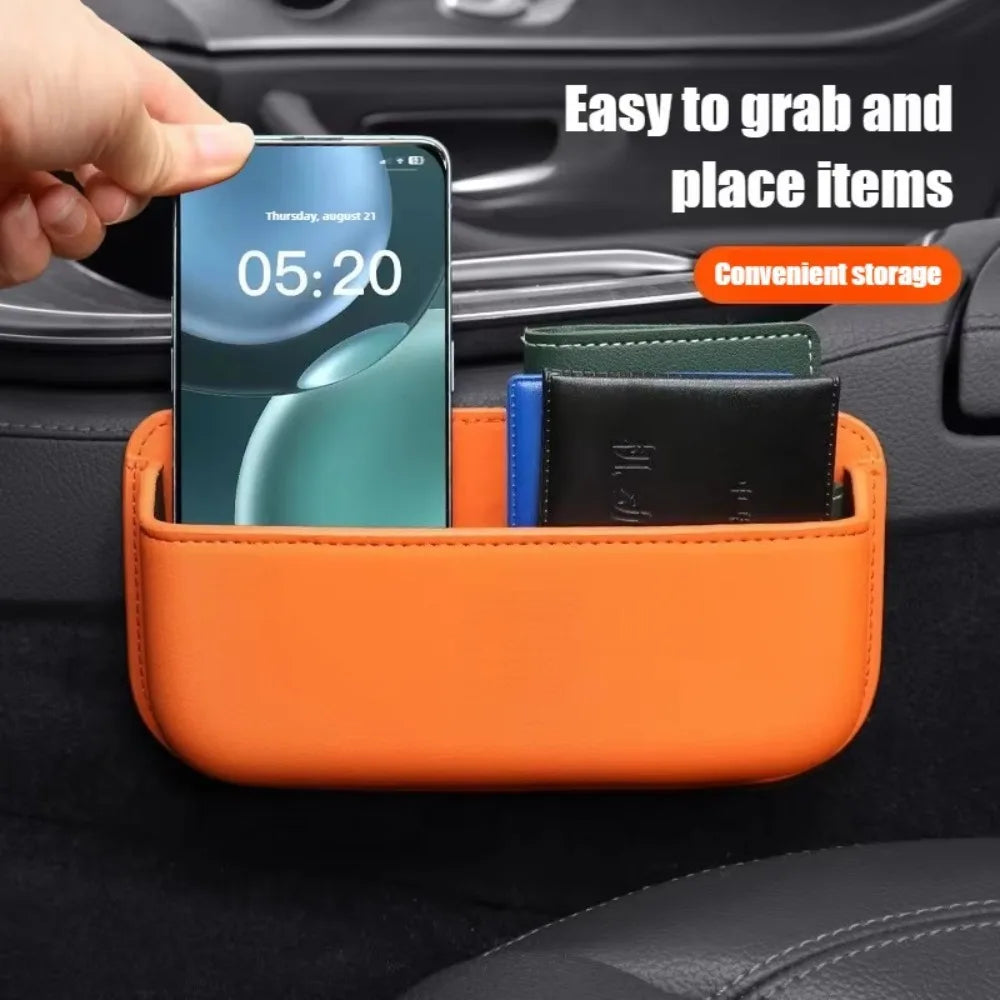 PU Leather Car Seat Storage Pocket – Self-Adhesive Organizer Car Interior Organizer HIP