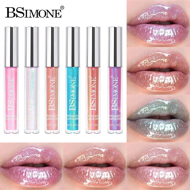 Glitter Lip Gloss Lipstick Lip Tint Moisturizing Hydrating Lasting Non-Stick Cup Waterproof Highlight Lip Glaze Plumper Makeup HIP