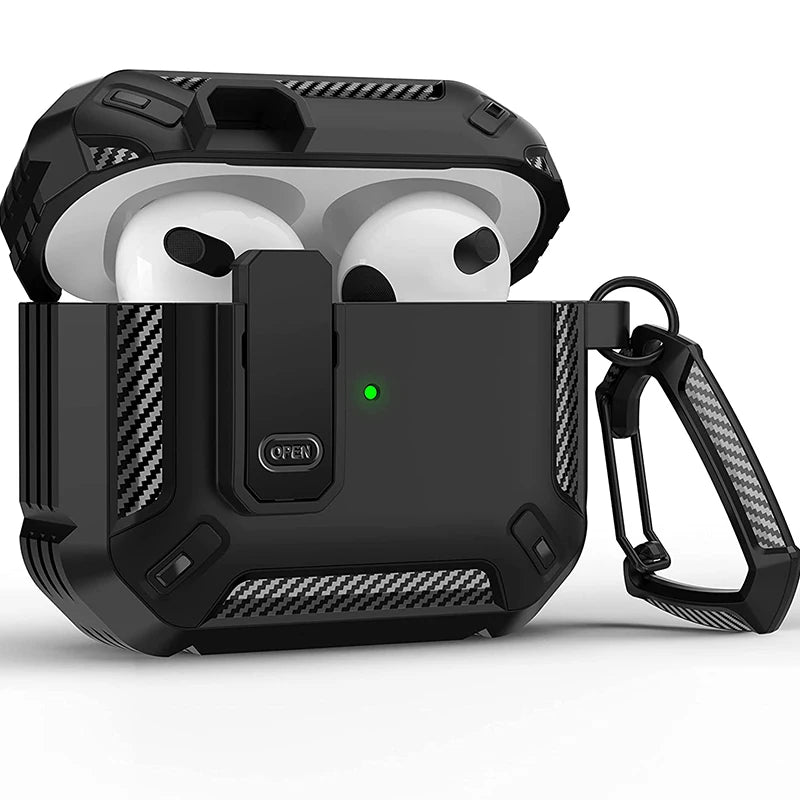 Carbon Fiber AirPods Pro 2/1 Shockproof Case with Keychain Earphone Case HIP