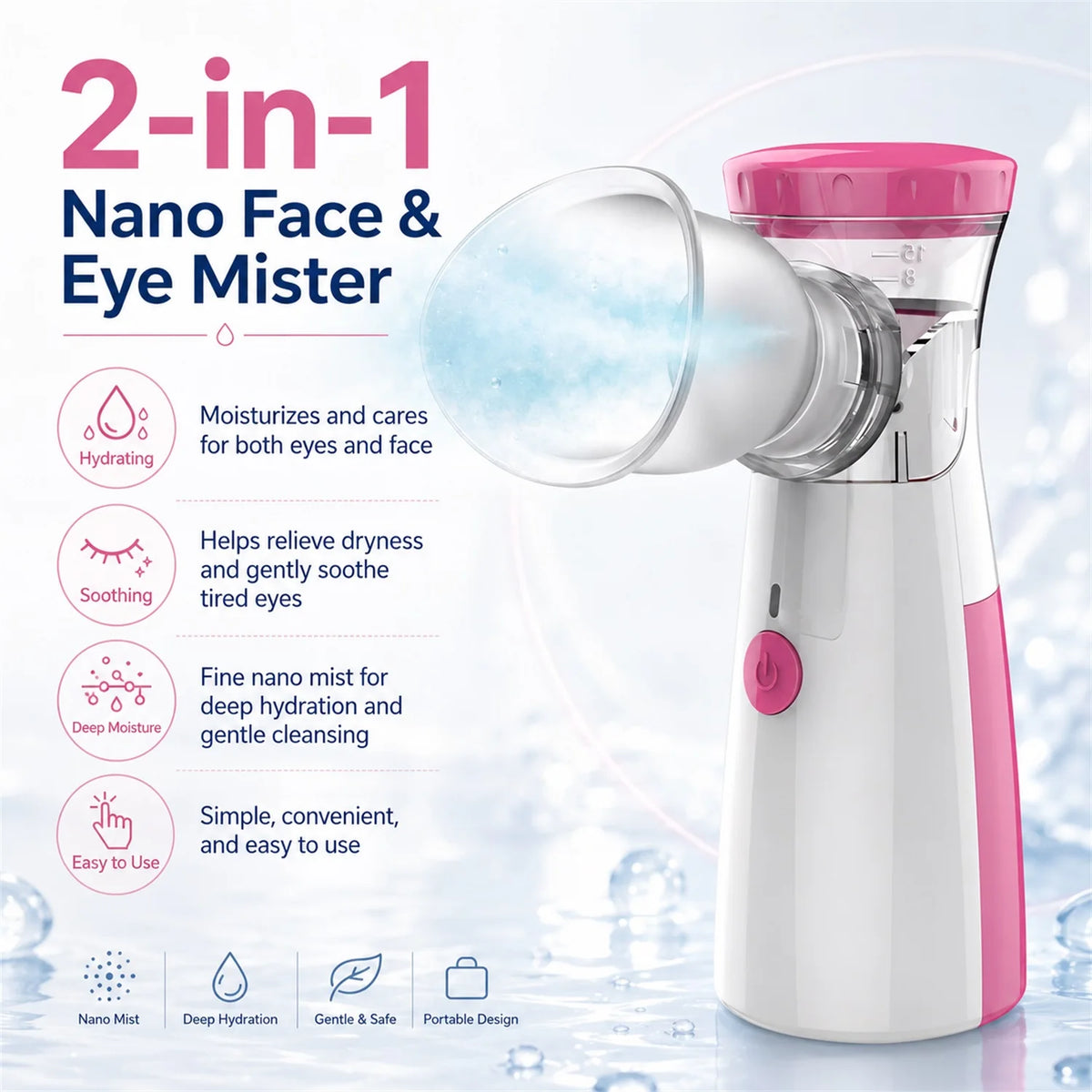 2-in-1 Eye & Face Mist Nebulizer – Hydrating Spray Steamer Face Mist Nebulizer HIP