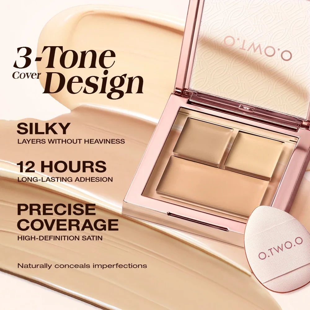 O.TWO.O 3-Tone Concealer Palette – High Coverage & Brightening Concealer Palette HIP