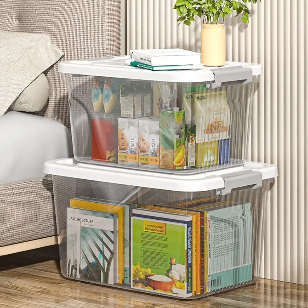 Stackable Transparent Plastic Storage Box with Lid – Space Saver Stackable Storage Box HIP