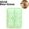 3D Teddy Bear Silicone Ice Cube Mold – 4-Grid Fun Ice Maker Silicone Ice Mold HIP 4Grid Bear-Green