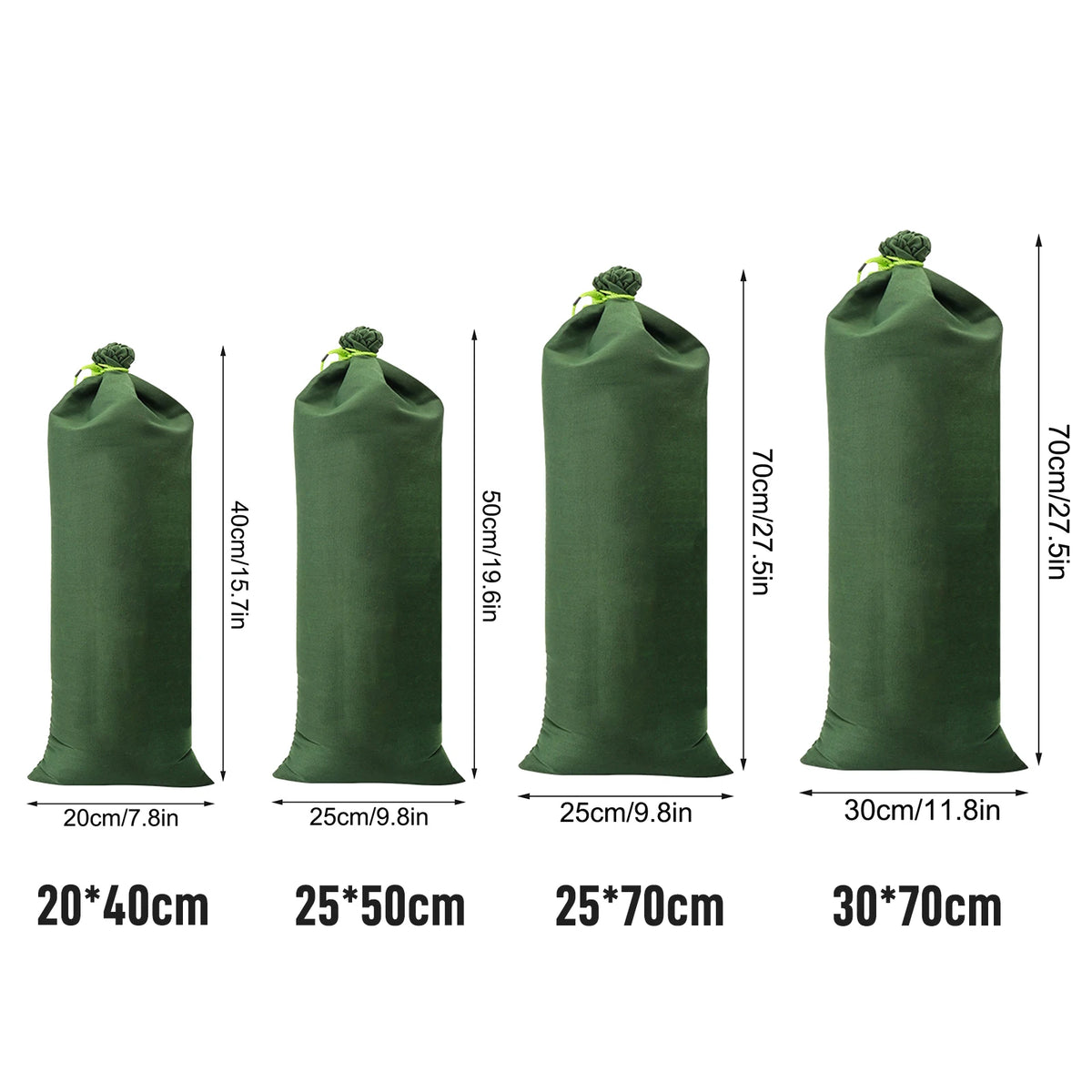 Flood Prevention Sandbag Green Reusable Flood Water Barrier Sand Bag with Drawstring for House Doors HIP