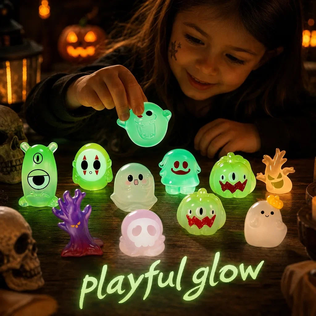 Halloween Decoration Ghost Statues Glow in Dark Micro Landscape Cartoon Ghost Pumpkin Luminous Halloween Festival Decoration HIP