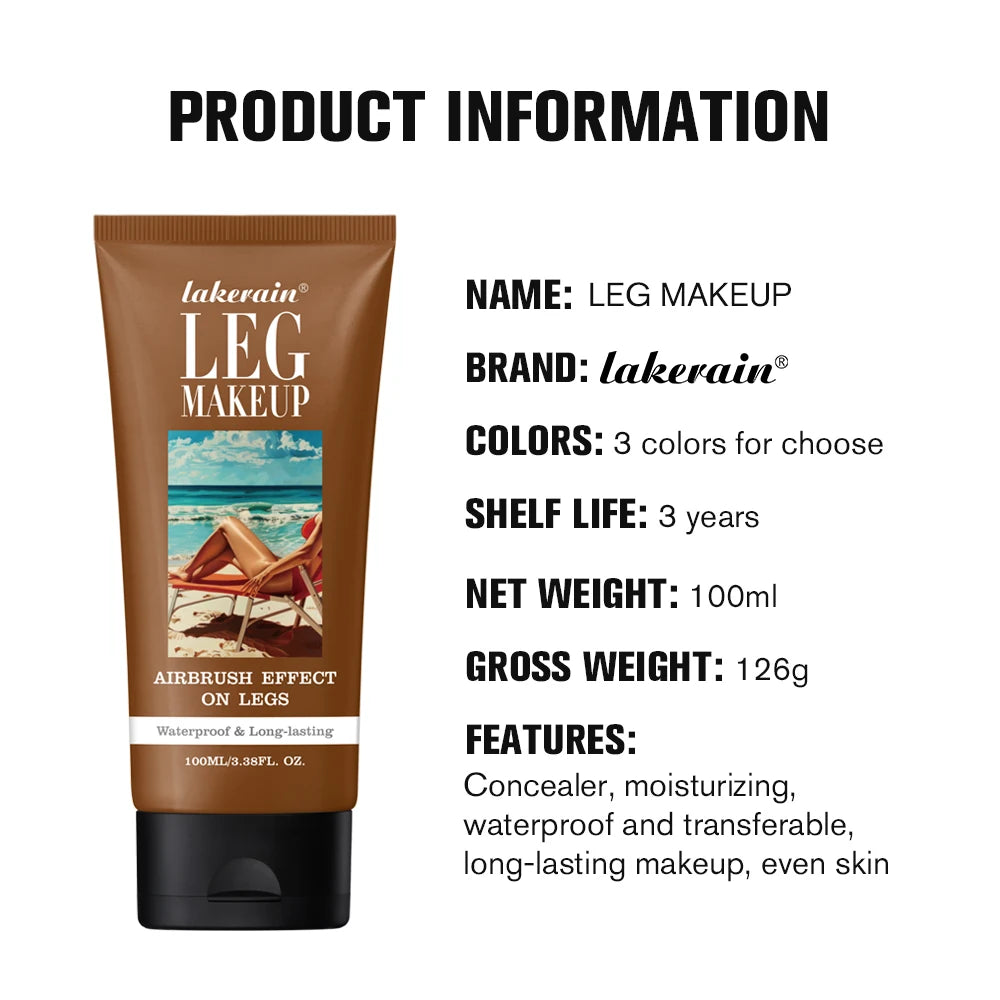Body Foundation 100ml Tan Leg Makeup Lotion Even Skin Tone Waterproof Long Lasting Body Tanning Cream Medium Bronze Leg Makeup HIP