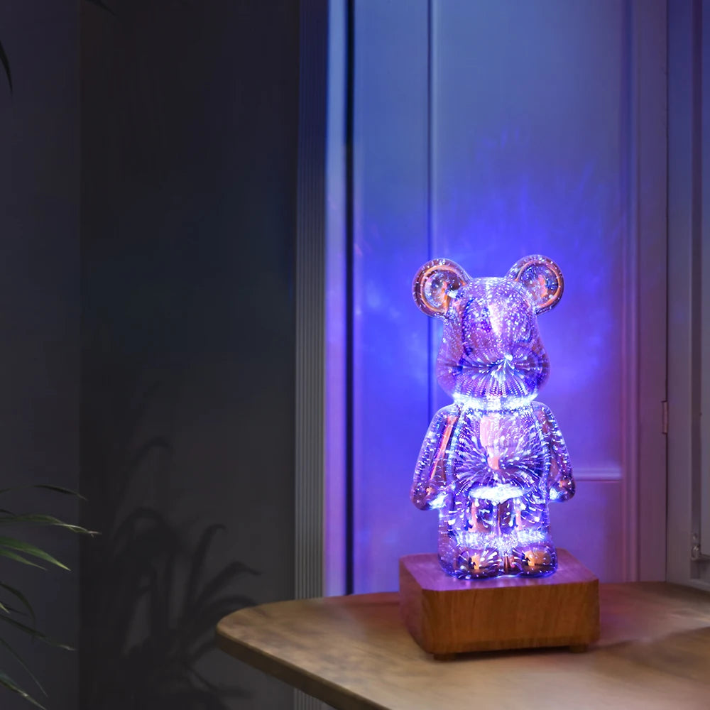 3D LED Firework Bear Night Light – Color-Changing USB Lamp LED Night Light HIP