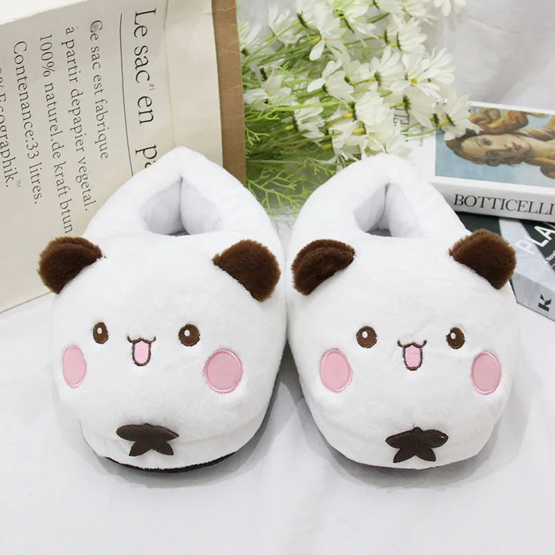 Panda Bubu & Dudu Plush Couple Indoor Slippers | One Size Novelty Plush Slippers HIP Yier Length 28CM CN Size 35-43