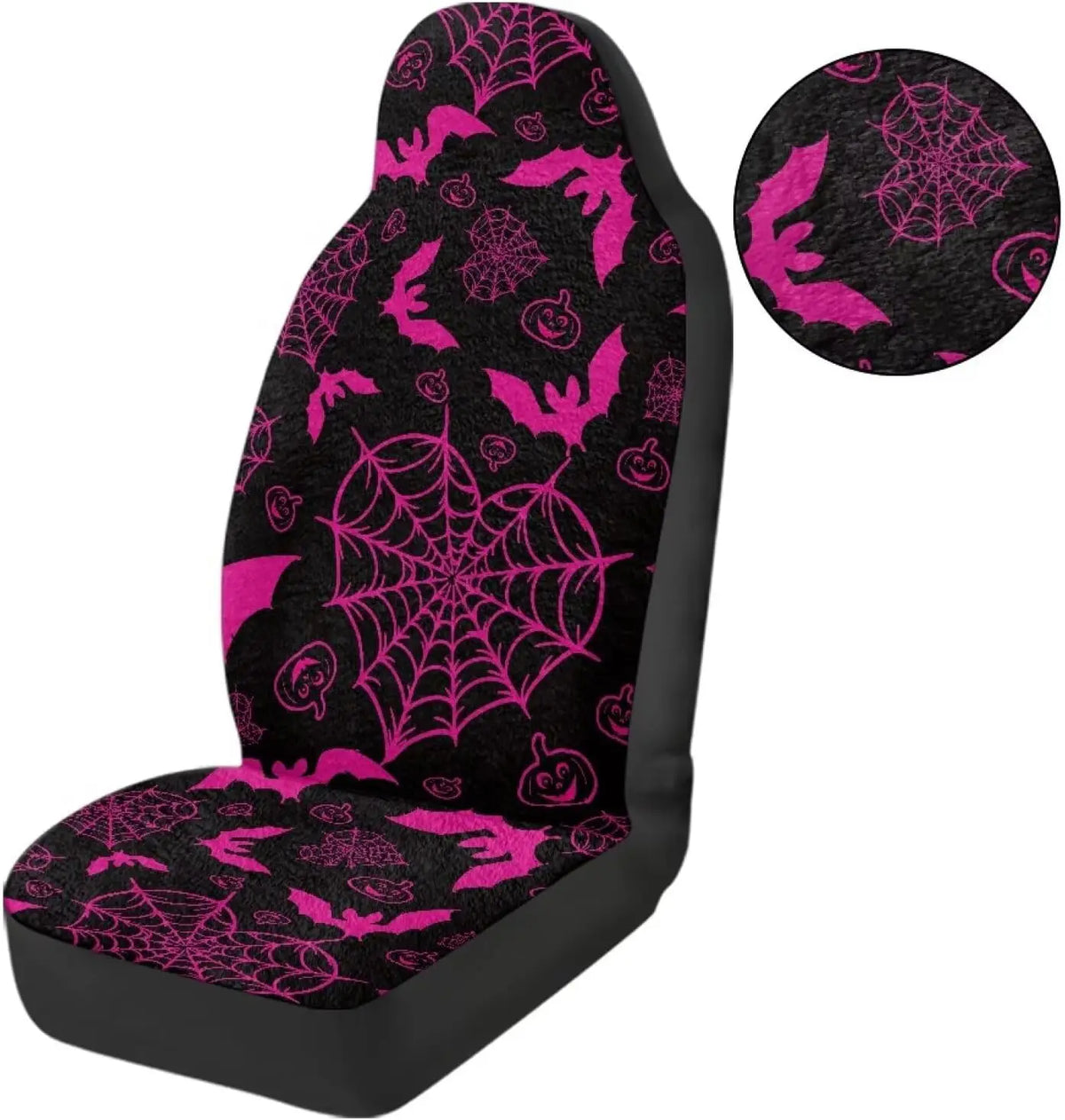 Pink Bats Halloween Car Seat Cover Set – 2-Piece Soft Plush Car Seat Cover Set HIP
