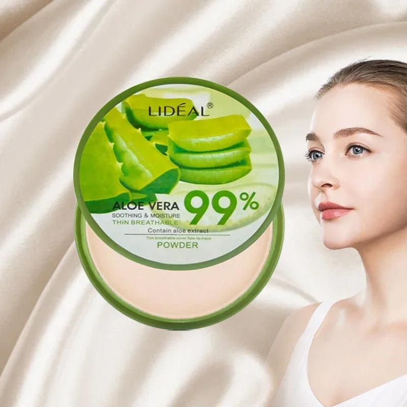 99% Aloe Vera Moisturizer Face Powder Smooth Foundation Pressed Powder Makeup Concealer Pores Cover Whitening Brighten Cosmetics HIP