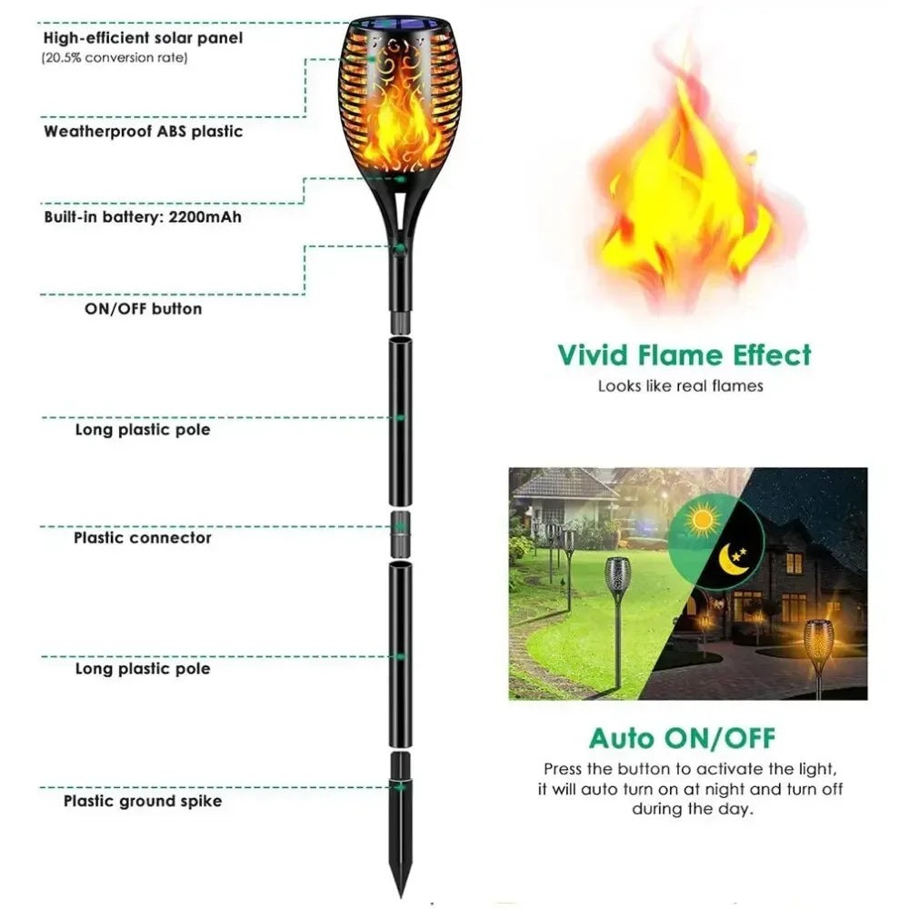 Solar Flickering Torch Light 96 LED – Waterproof Garden Flame Lamp Solar Garden Torch Light HIP