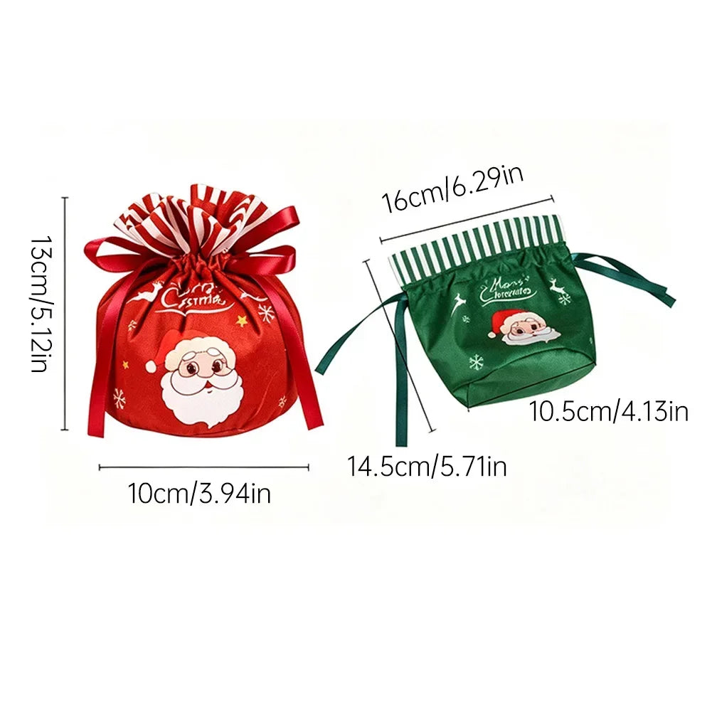 Christmas Eve Gift Holders Candy Pouch Cartoon Drawstring Christmas Apple Gift Bag Safe Fruit Storage Sack Holiday Decoration HIP