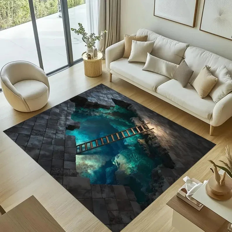2D Koi Pond Area Rug – Aquatic Fish Illusion Floormat Decorative Area Rug HIP 4 40X60cm-Felt
