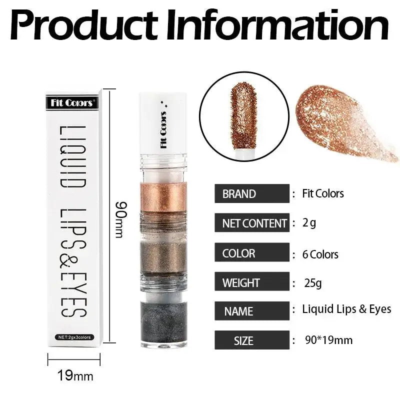 3-in-1 Shimmer Liquid Eyeshadow & Lip Gloss Set | Fit Colors Liquid Eyeshadow Set HIP