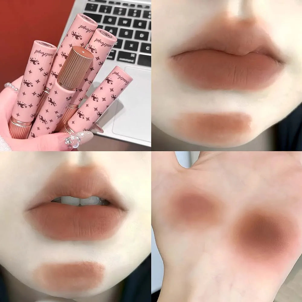Silky Velvet Matte Lip Glaze Non-Stick Cup Smooth Lilac Gray Liquid Lipstick Highly Pigmented Transfer-Proof Lip Cream Makeup HIP 05