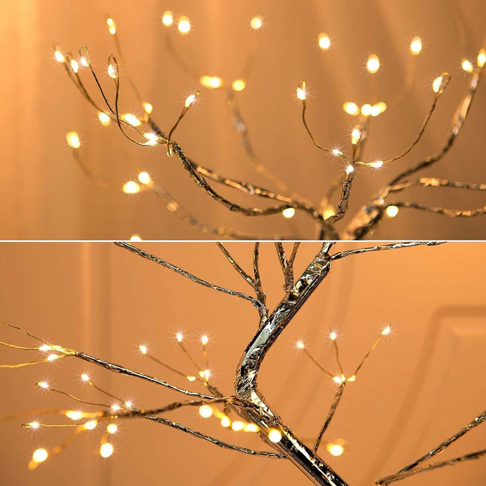 LED Night Light Mini Christmas Tree Copper Wire Garland Lamp For Kids Home Bedroom Decoration Decor Fairy Light Holiday lighting HIP