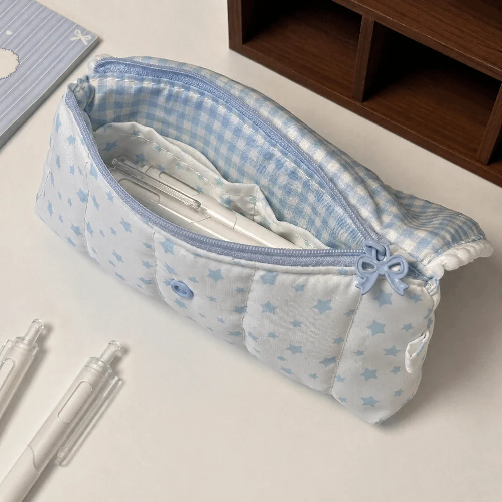 Quilted Bunny Pencil Case – Large Flip-Top Pouch for School Pencil Case Pouch HIP