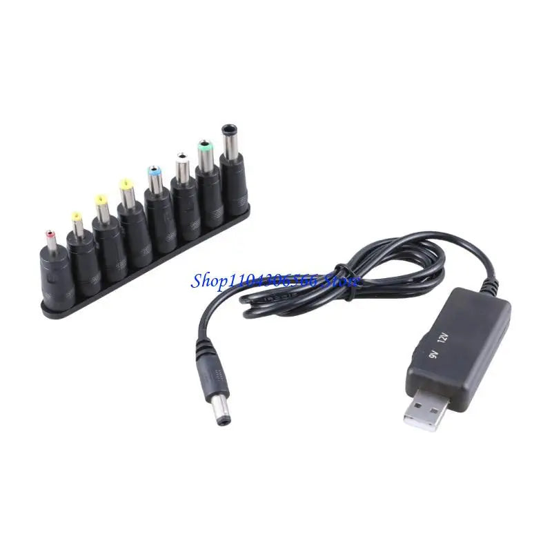 USB to DC Power Adapter Cable – 5V to 9V/12V, LED Display, 8 Tips DC Power Adapter Cable HIP Line 8 adapters CN