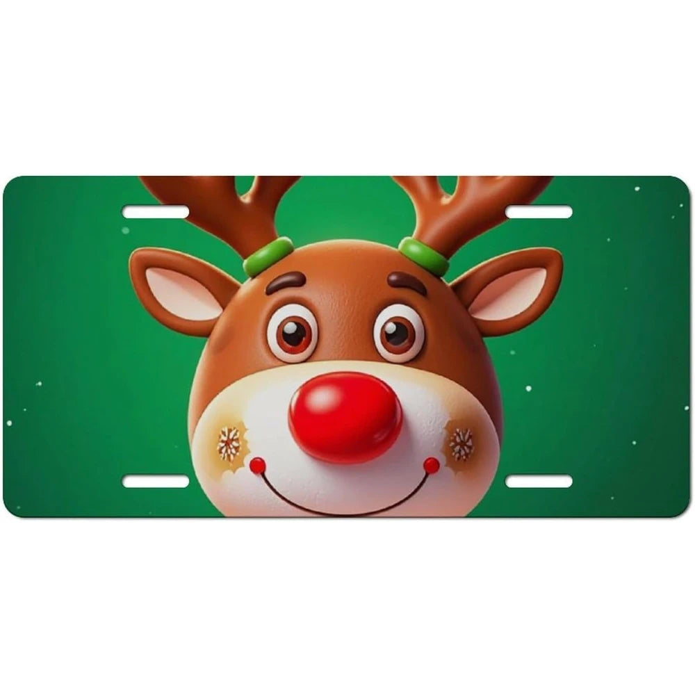 Christmas Reindeer Pink Aluminum License Plate Frame | HIP License Plate Frame HIP 1