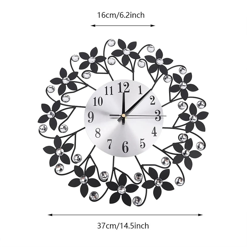 Modern Metal Wall Clock Crystal Home Office Decor Silent Metal Fashion Wall Clock HIP