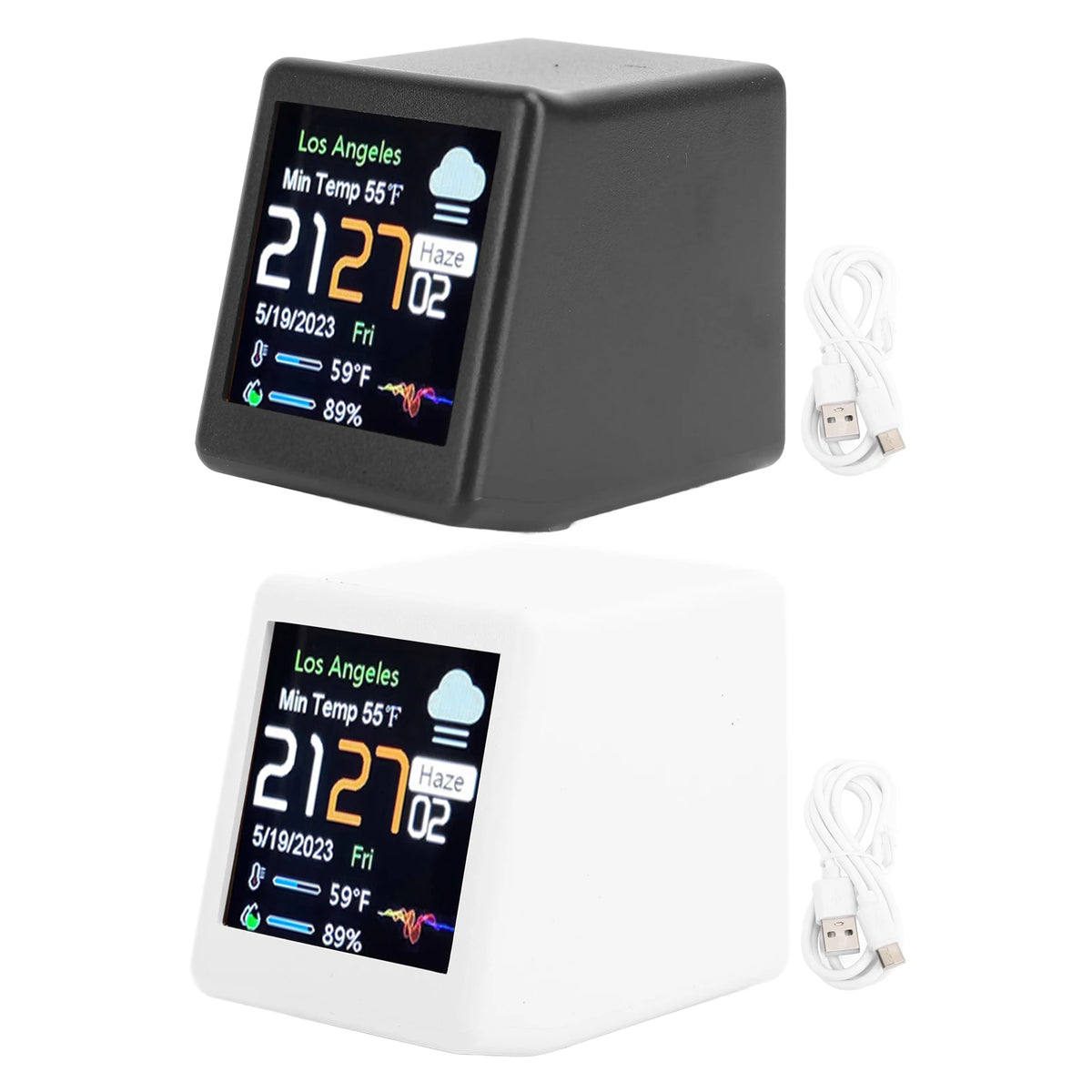 Multifunctional Clock Calendar Display Electronic Weather Clock WiFi Networking Type C Cable Powered for Office Bedroom HIP