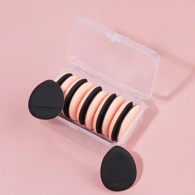 3/10pcs Mini Size Professional Cosmetic Cushion Puff Concealer Foundation Detail Puff Finger Puff Set Makeup Sponge Beauty Tool HIP Black In Box 10Pcs