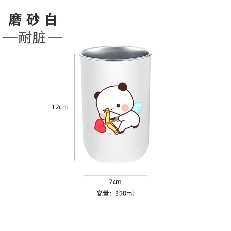Bubu & Yier Panda Stainless Steel Toothbrush Cup 350ml Toothbrush Holder Cup HIP