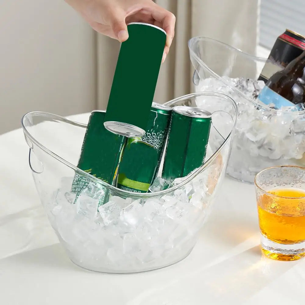 Large Capacity Ice Bucket Transparent Plastic Champagne Wine Bucket With Handle Portable Beer Ice Tub For KTV Bar Party Supply HIP