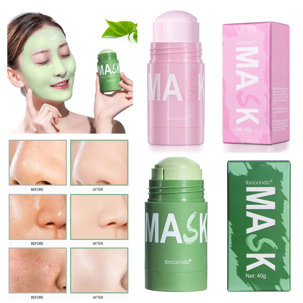 40g Face Clean Mask Green Tea/Rose Extract Cleansing Stick Deep Moisturizing Shrink Pores Blackhead Film Smear Oil Control Mask HIP