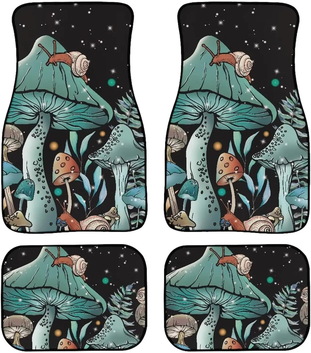 Mushroom Snail Teal Car Floor Mats – 4-Piece Non-Slip Set Car Floor Mat Set HIP 1