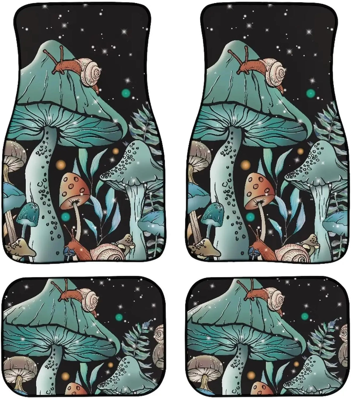 Mushroom Snail Teal Car Floor Mats – 4-Piece Non-Slip Set Car Floor Mat Set HIP 1
