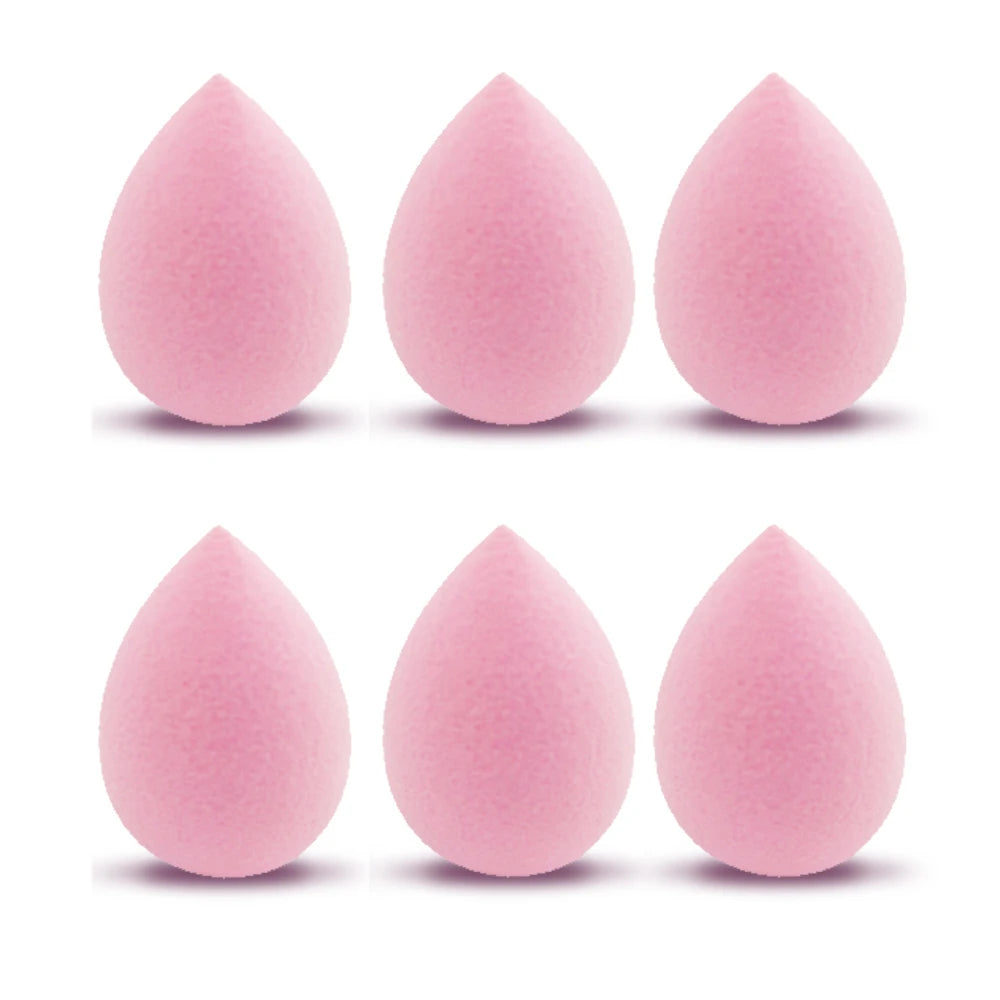 6pcs Mini Makeup Sponge Puff Beauty Powder Sponge for Makeup Concealer Liquid Foundation Face Cosmetic Puff Make Up Sponge HIP Pink No Bag