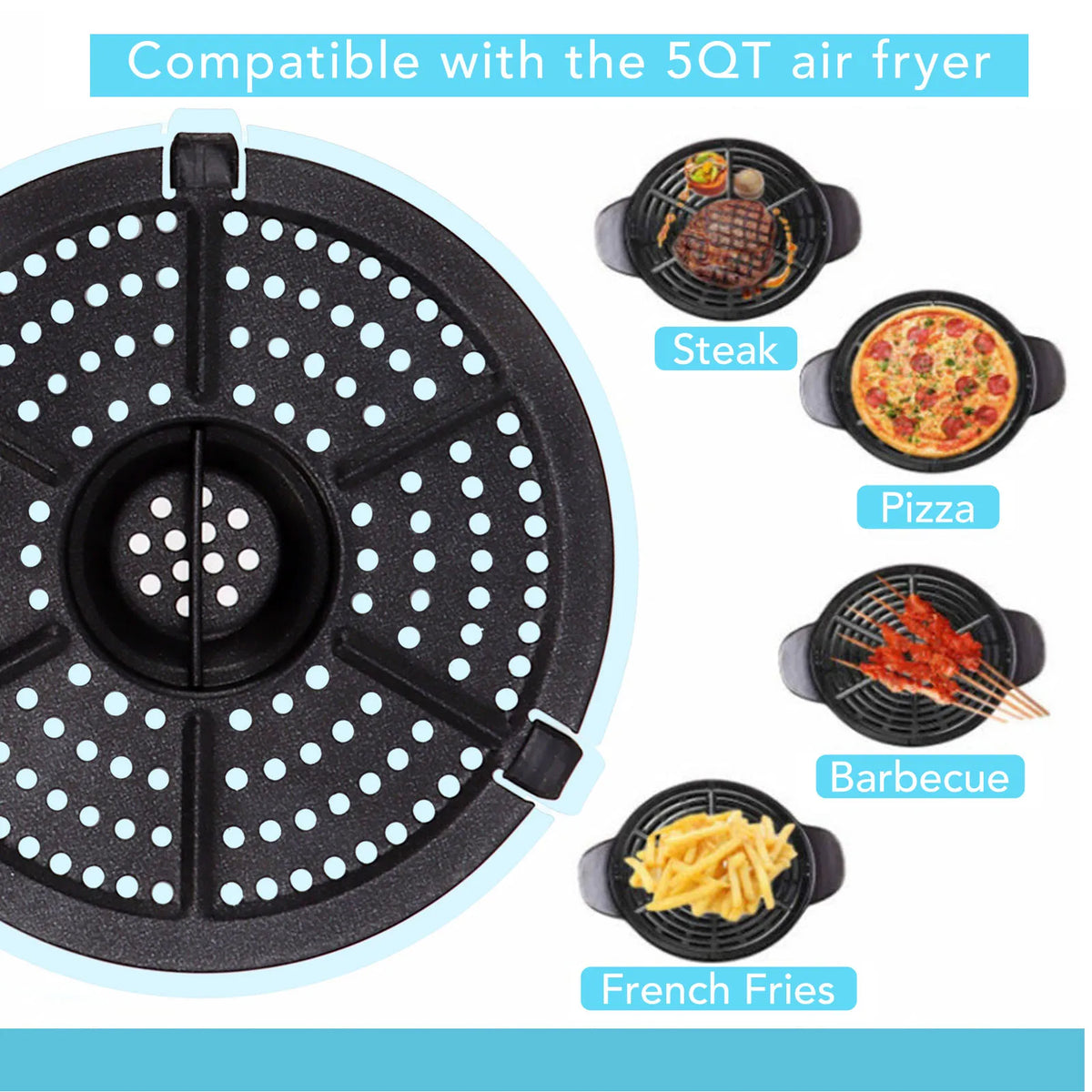 15.5cm 6.1 Inch Fryer Replacement Grill Pan Non Stick Fryer Replacement Crisper Plate Fryer Crisper Plate Fryer Replacement Part HIP