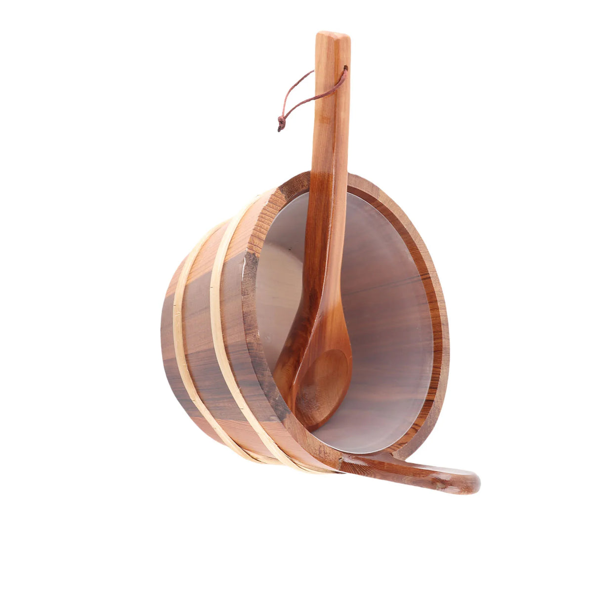 Sauna Bucket Ladle Set Leakage Proof Steam Room Wooden Barrel with Plastic Liner for SPA Swimming Pool 4L Sauna Wooden Barrel HIP