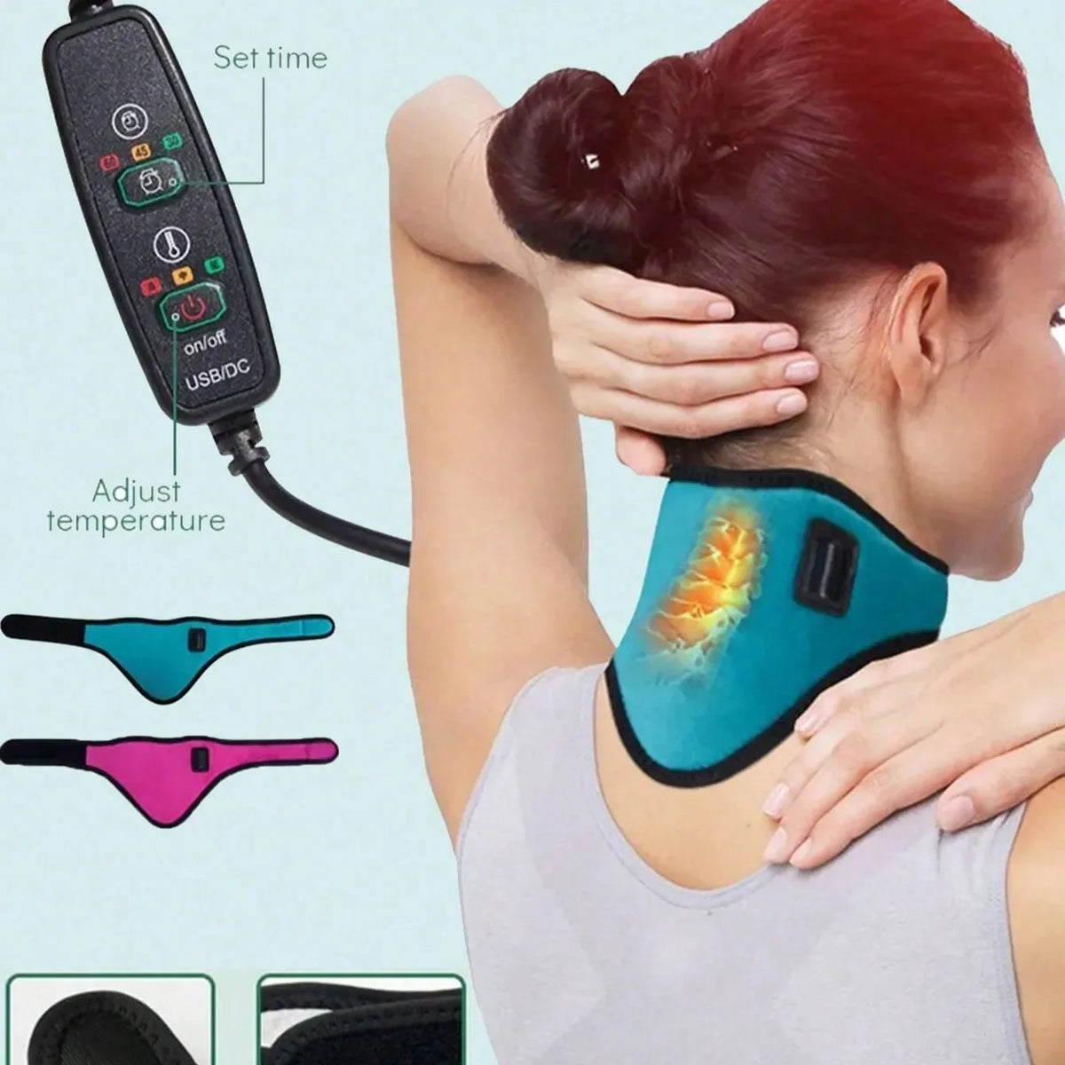 USB Heating Neck Brace – 3-Temp Electric Ergonomic Massager Neck Heat Massager HIP