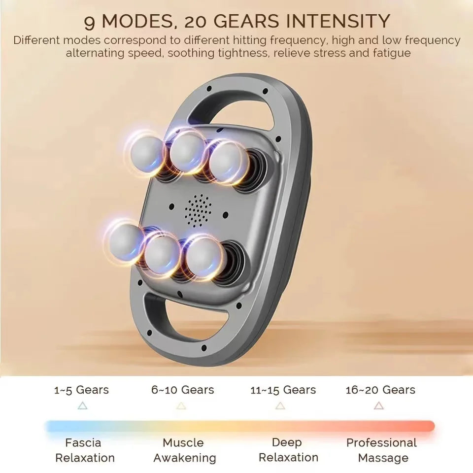 PAQIN 6-Head Percussion Massage Gun – 9 Modes, 20mm Depth Percussion Massage Gun HIP
